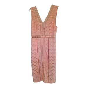 BeBe Crochet Overlay Dress Size 6 Pink Bodycon